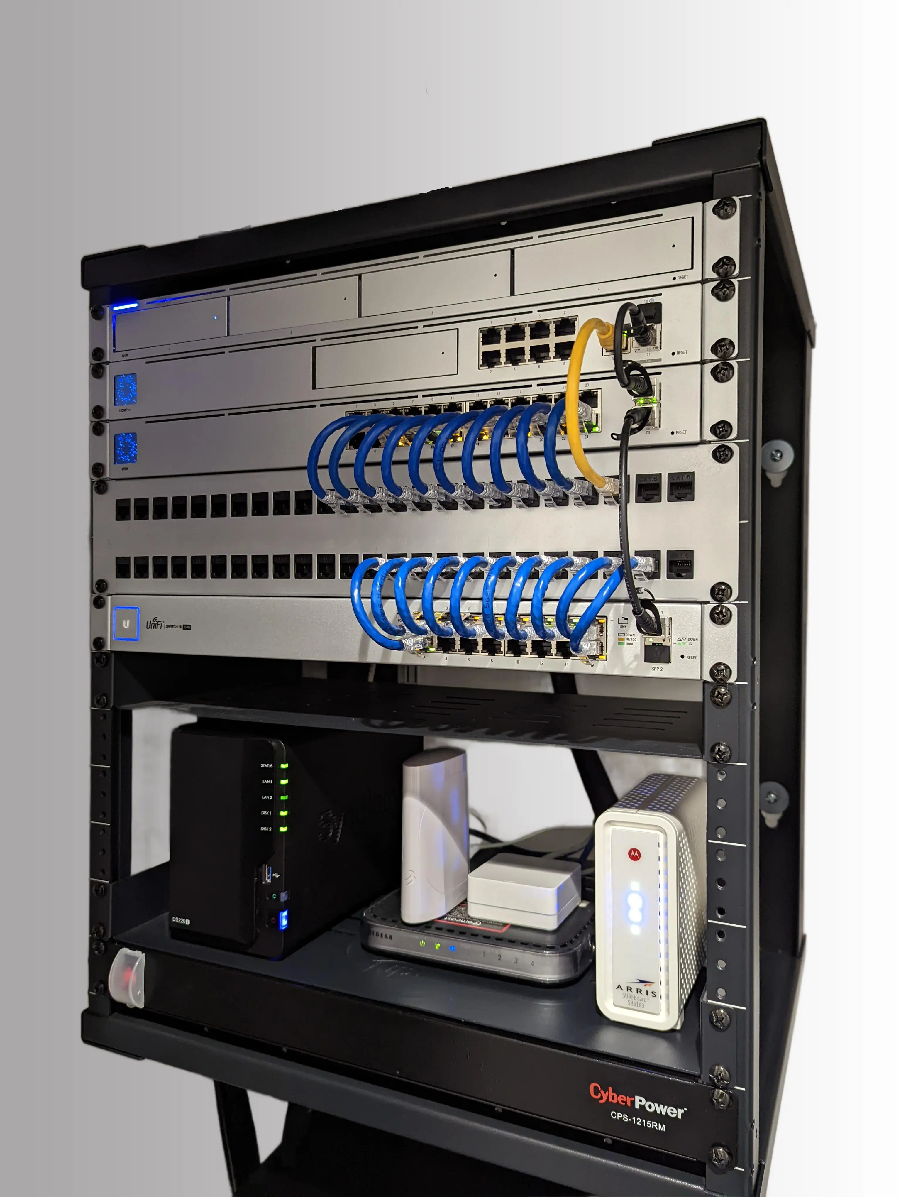 structured network rack Structured network installation technician testing ethernet connectivity after installing Cat5e cables in a home in Torbay